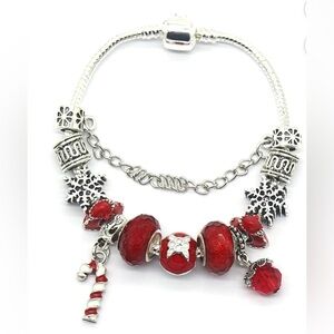 🎄Milano Glass & Swarovski Crystal Christmas Charm Bracelet w/ Magnet Clasp BNIB